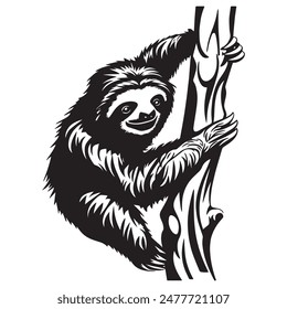 Sloth outline and symbols. Dark level variety basic exquisite white foundation Sloth animal vector and silhouette icon.