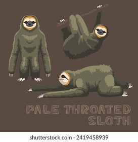 Sloth Pale-Throated Sloth Cartoon Vector Illustration