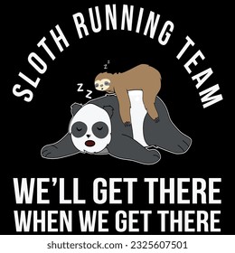 Sloth panda running team t-shirt design