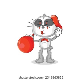 the sloth pantomime blowing balloon. cartoon mascot vector