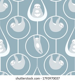 Sloth pattern. Seamless vector repeat animal design.