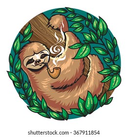 sloth with a pipe