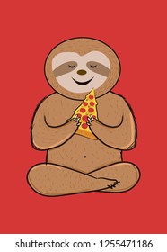 sloth pizza lovers colorful poster