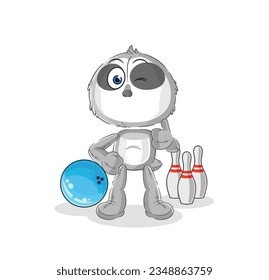 the sloth play bowling illustration. character vector