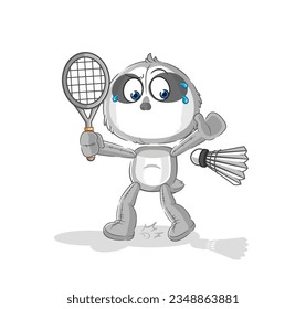 the sloth playing badminton illustration. character vector