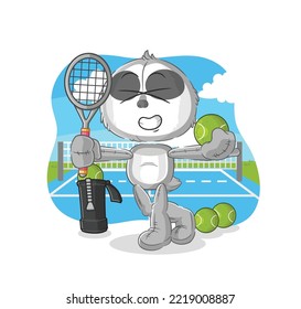 the sloth plays tennis illustration. character vector