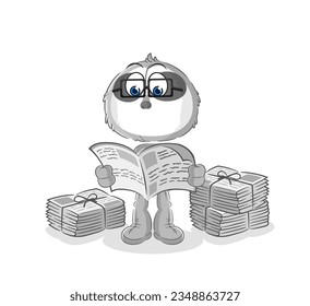 the sloth read newspaper cartoon. character vector