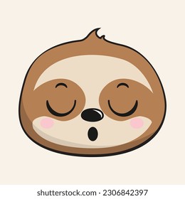 Sloth Relieve Face Head Kawaii Sticker Isolated