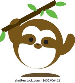 Sloth round animal cute face vector