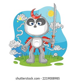 the sloth samurai cartoon. cartoon mascot vector