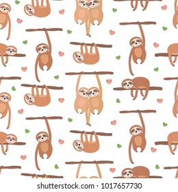 Sloth Seamless Vector Pattern.Vector background 