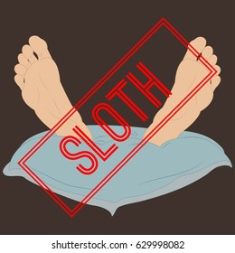 Sloth. Seven deadly sins. Bible. Vector illustration
