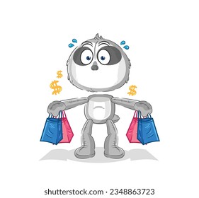 the sloth shoping mascot. cartoon vector