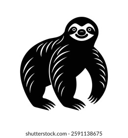 Sloth Silhouette Vector Art Illustration and Minimalist Sloth Black Color Design