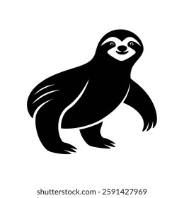 Sloth Silhouette Vector Art Illustration and Minimalist Sloth Black Color Design