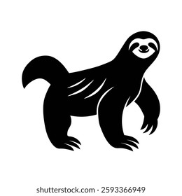 Sloth Silhouette Vector Art Illustration and Minimalist Sloth Black Color Design