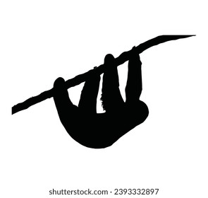 Sloth silhouette vector on white background.