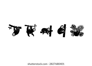 набор векторов коллекции sloth silhouettes
