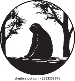 Sloth silhuette black and white images
