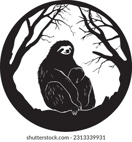 Sloth silhuette black and white images