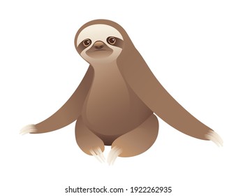 Sloth sitting on the ground cartoon animal design vector illustration on white background