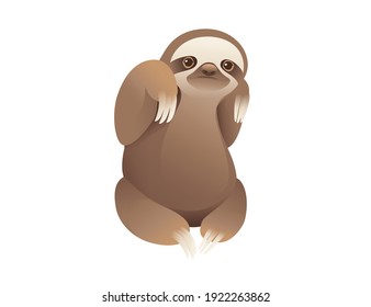 Sloth sitting on the ground cartoon animal design vector illustration on white background