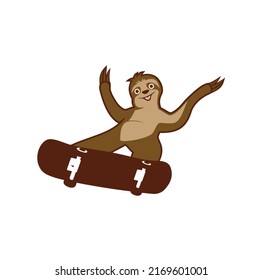 Sloth skateboard design illustration vector eps format , suitable for your design needs, logo, illustration, animation, etc.