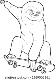 Sloth Skater Skateboard Animal Vector Graphic Art Illustration