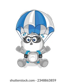 the sloth skydiving character. cartoon mascot vector