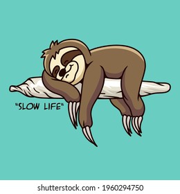 Sloth Slow Life Illustration Vector Art