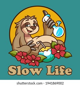 Sloth Slow Life Marijuana Vector Art