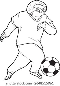 Jogador de futebol de preguiça Futebol animal vetor gráfico ilustração de arte