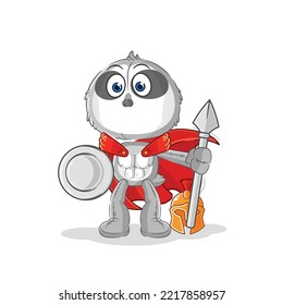 the sloth spartan character. cartoon mascot vector