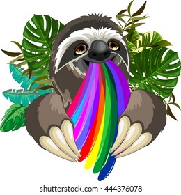 Sloth Spitting Rainbow Colors
