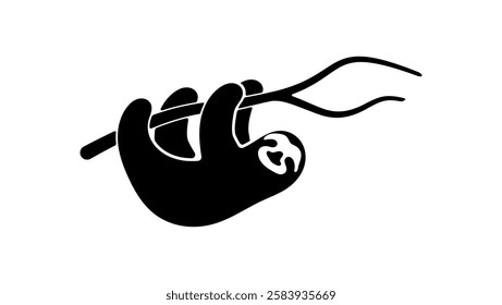 Sloth symbol, black isolated silhouette