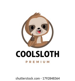 sloth thumb up mascot character logo vector icon illustration