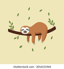 sloth tree animal hanging on a branch