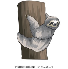 a sloth in the tree vector illustration