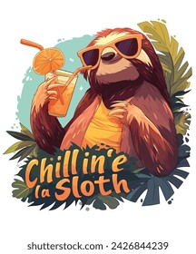 Sloth T-shirt design Ideas, animal vector