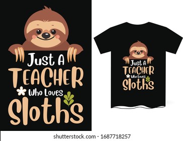 Sloth Typography T-Shirt Template Design