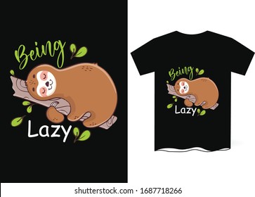Sloth Typography T-Shirt Template Design
