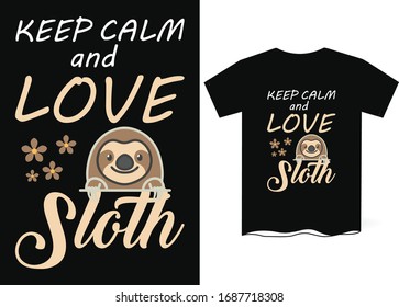 Sloth Typography T-Shirt Template Design