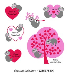 sloth valentine vector graphics