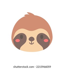 Sloth vector. cute animal face design for kids