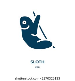 sloth vector icon. sloth, cute, cartoon filled icons from flat zoo concept. Isolated black glyph icon, vector illustration symbol element for web design and mobile apps