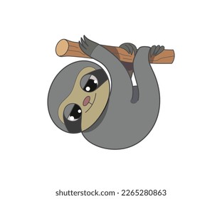 Sloth vector isolated color icon. Sloth animal vector icon. Sloth icon