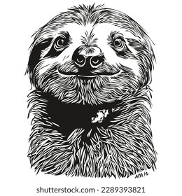 Sloth  vintage illustration, black and white vector art Sloths
