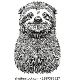 Sloth  vintage illustration, black and white vector art Sloths
