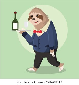 sloth waiter delivery wine