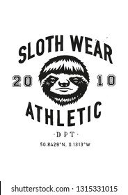 Sloth Wear Athletic, Sloth Head Vector, Vintage Head Athletic Emblem - Logo